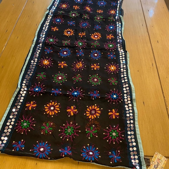 Anthropologie Raj Women’s Silk Infinity Scarf Embroidered Sequin Colorful New - Picture 1 of 11